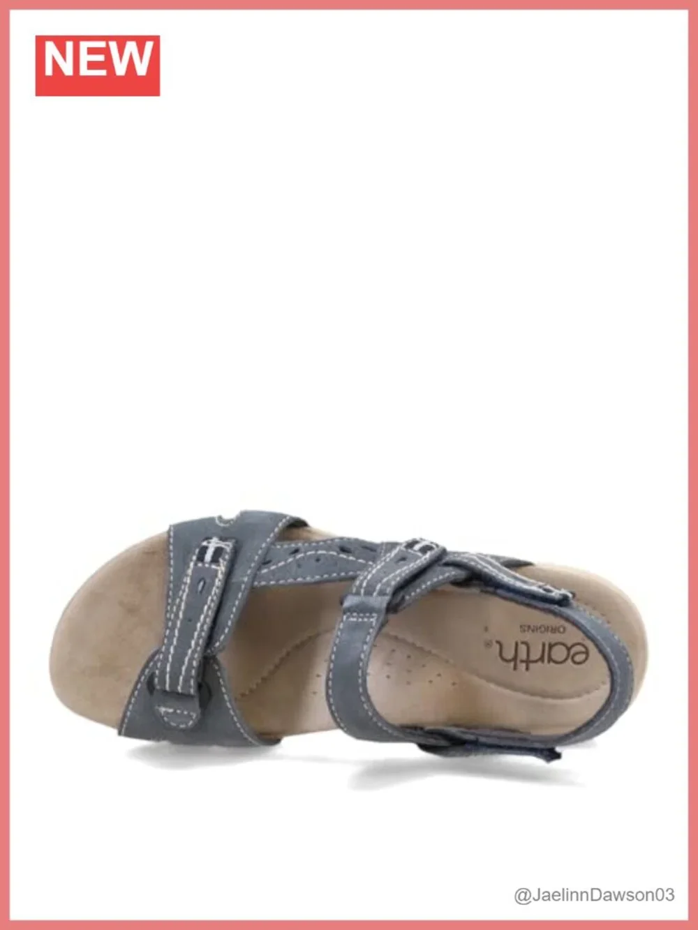 Earth Origins Sophie Women's Leather/Suede Sandals with Hook & Loop Straps,